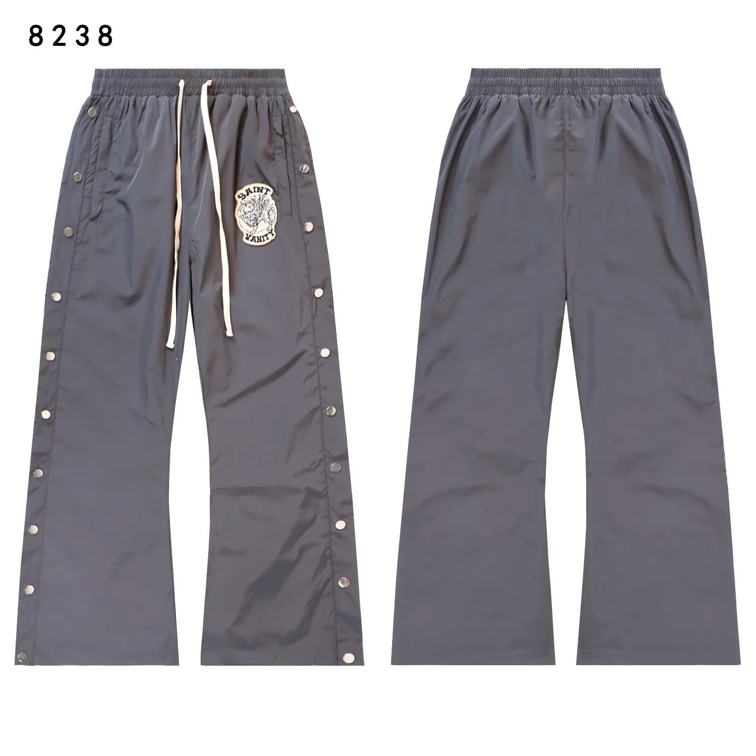 Style number: 6036 top P212 Style number: 8238 pants P184 Fabric: woven + lining Real stock SAINT VANITY embroidered breasted sports casual windbreaker jacket and trousers suit Color: Black Yellow Red Gray Size: S M L XL